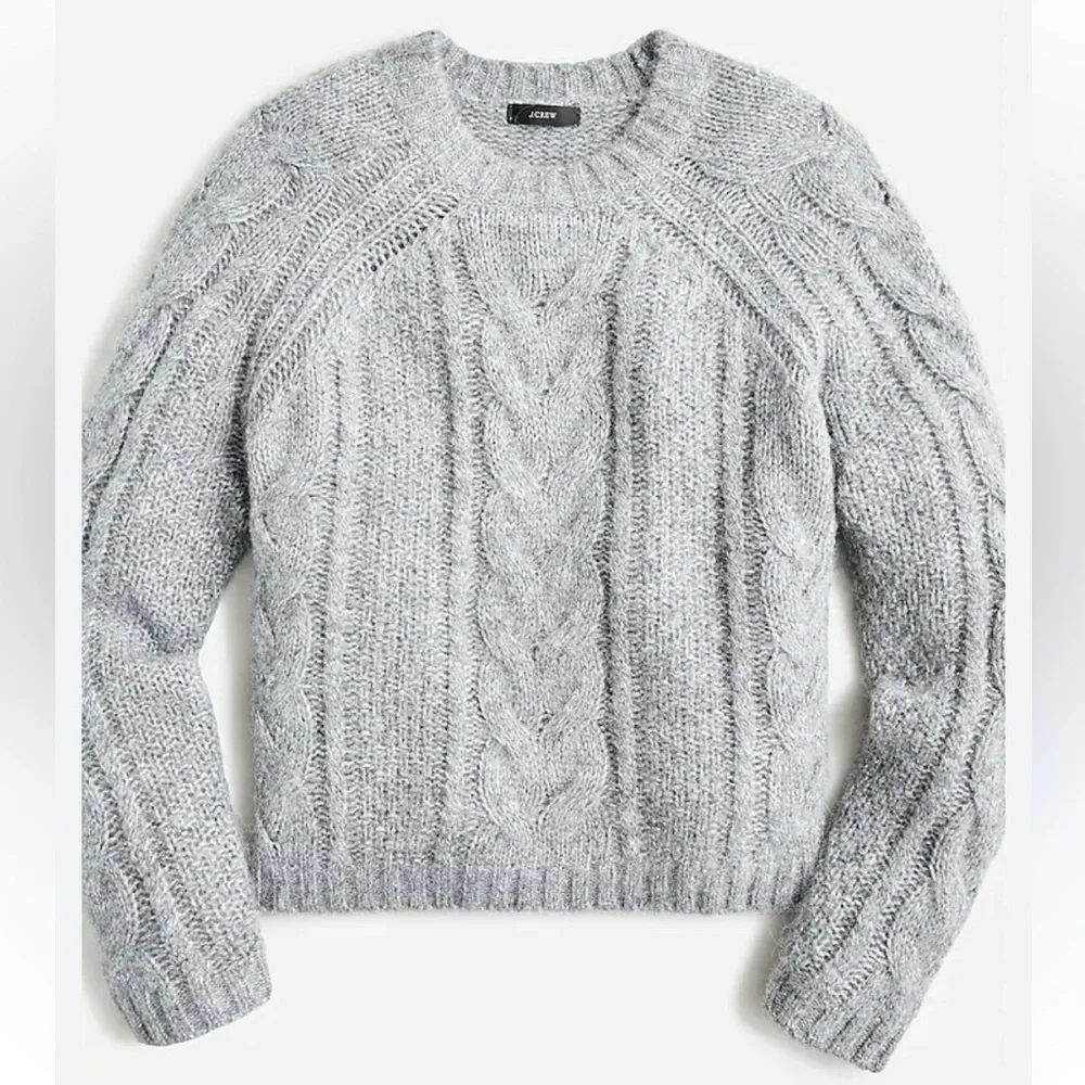 J Crew metallic cable knit sweater